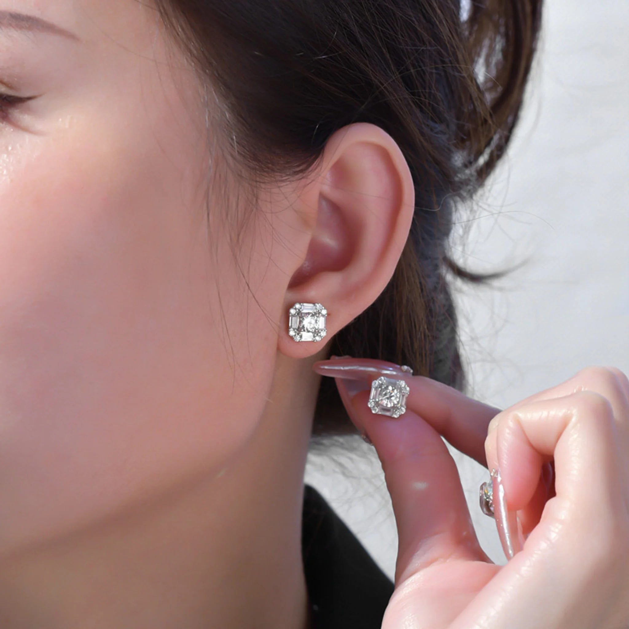 Round Brilliant CZ Hoop Earrings for Women — 925 Sterling Silver, Diamond-Cut Style