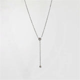 CZ Y Necklace for Women — 925 Sterling Silver, Rhodium Plated, Cubic Zirconia Drop