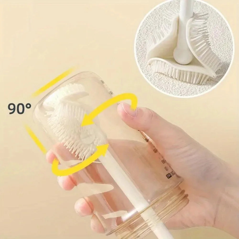 Silicone Bottle Cleaning Brush – Long Handle 360° Flexible Cup & Bottle Cleaner