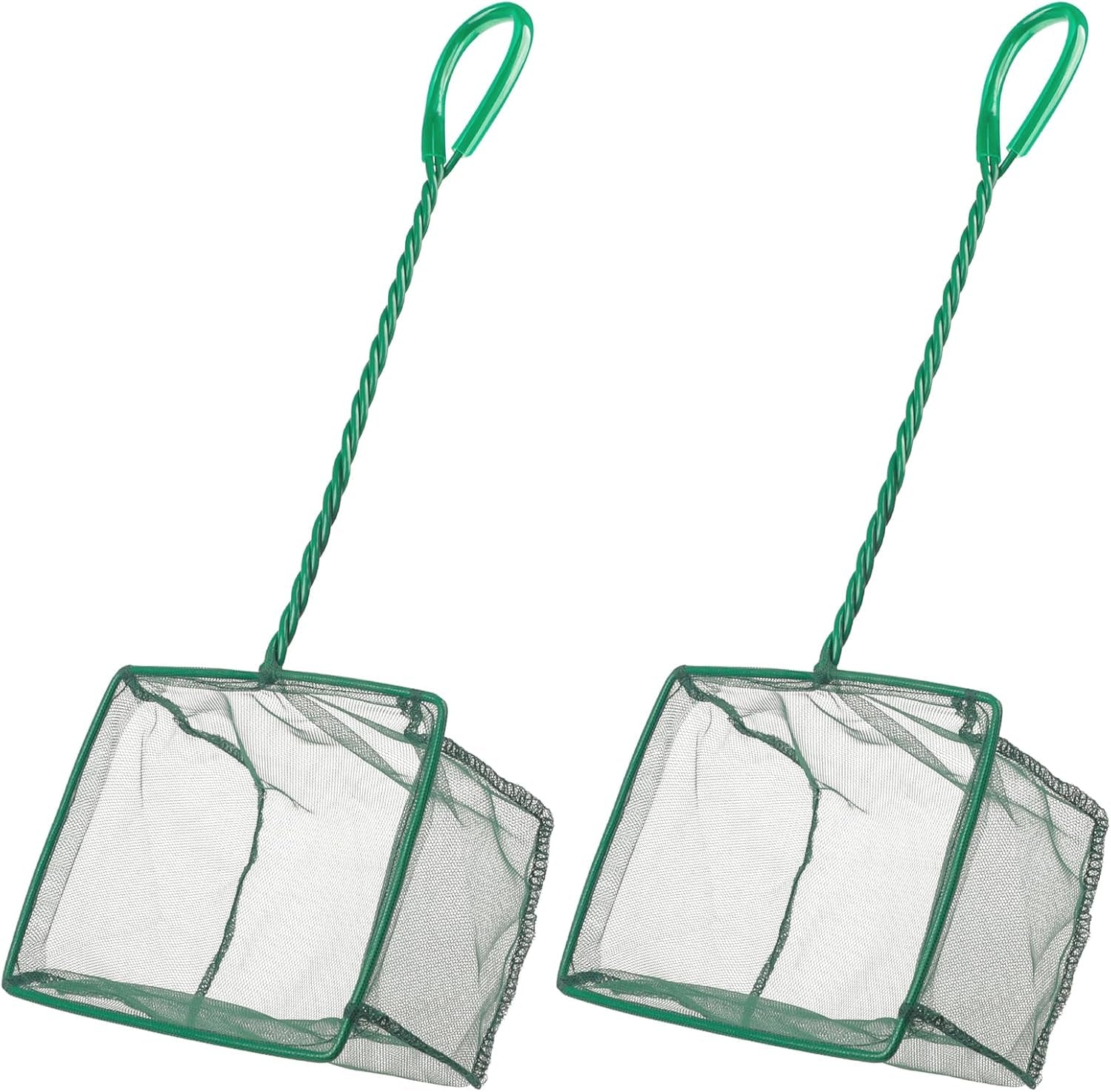 Aquarium Fish Net with Braided Metal Handle Square Net with Soft Fine Mesh Sludge Food Residue Wastes Skimming Cleaning Net for Fish Tanks Small Koi Ponds and Pools
