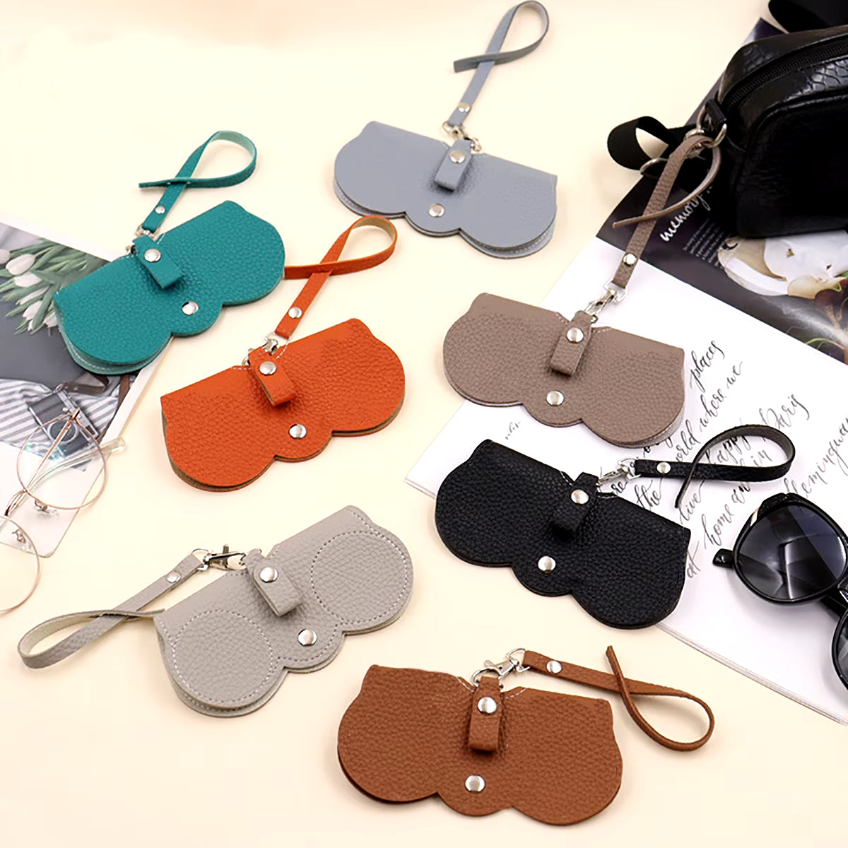 PU Leather Glasses Case – Portable Hanging Eyewear Holder