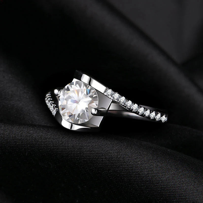 Round CZ Engagement Ring for Women — 925 Sterling Silver, Brilliant Cut Cubic Zirconia