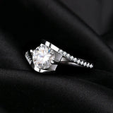 Round CZ Engagement Ring for Women — 925 Sterling Silver, Brilliant Cut Cubic Zirconia