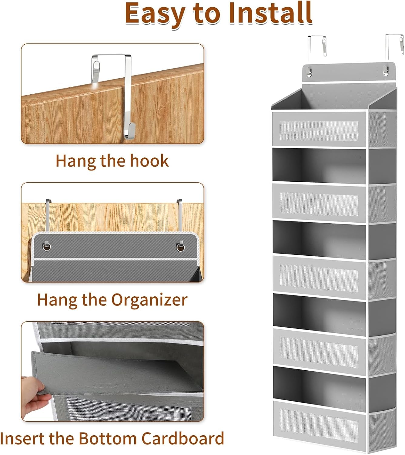 5-Tier Over-the-Door Organizer – Hanging Storage with 10 Side Pockets