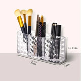 Summer Acrylic Cosmetics with Compartment, Clear Makeup Organizer, Makeup Tool Organizer, Makeup Brush Holder for Office Desk