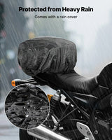 Motorcycle Tail Bag, 10 L Motorcycle Rear Seat Bag with Waterproof Rain Cover, Outdoor Sports Motorbike Luggage Storage Trunk Rack Backpack Handbag with Shoulder Strap and Inner Pocket, Black