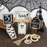 6 Pcs Halloween Tiered Tray Decorations Set Cute Halloween Wooden Signs Halloween Decorations Indoor Farmhouse Rustic Tiered Tray Decor Halloween Party Decorations
