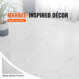 Self Adhesive Vinyl Floor Tiles 12 X 12 Inch, 50 Tiles 1.5Mm Thick Peel & Stick, White Marble Texture DIY Flooring for Kitchen, Dining Room, Bedrooms & Bathrooms, Easy for Home Decor