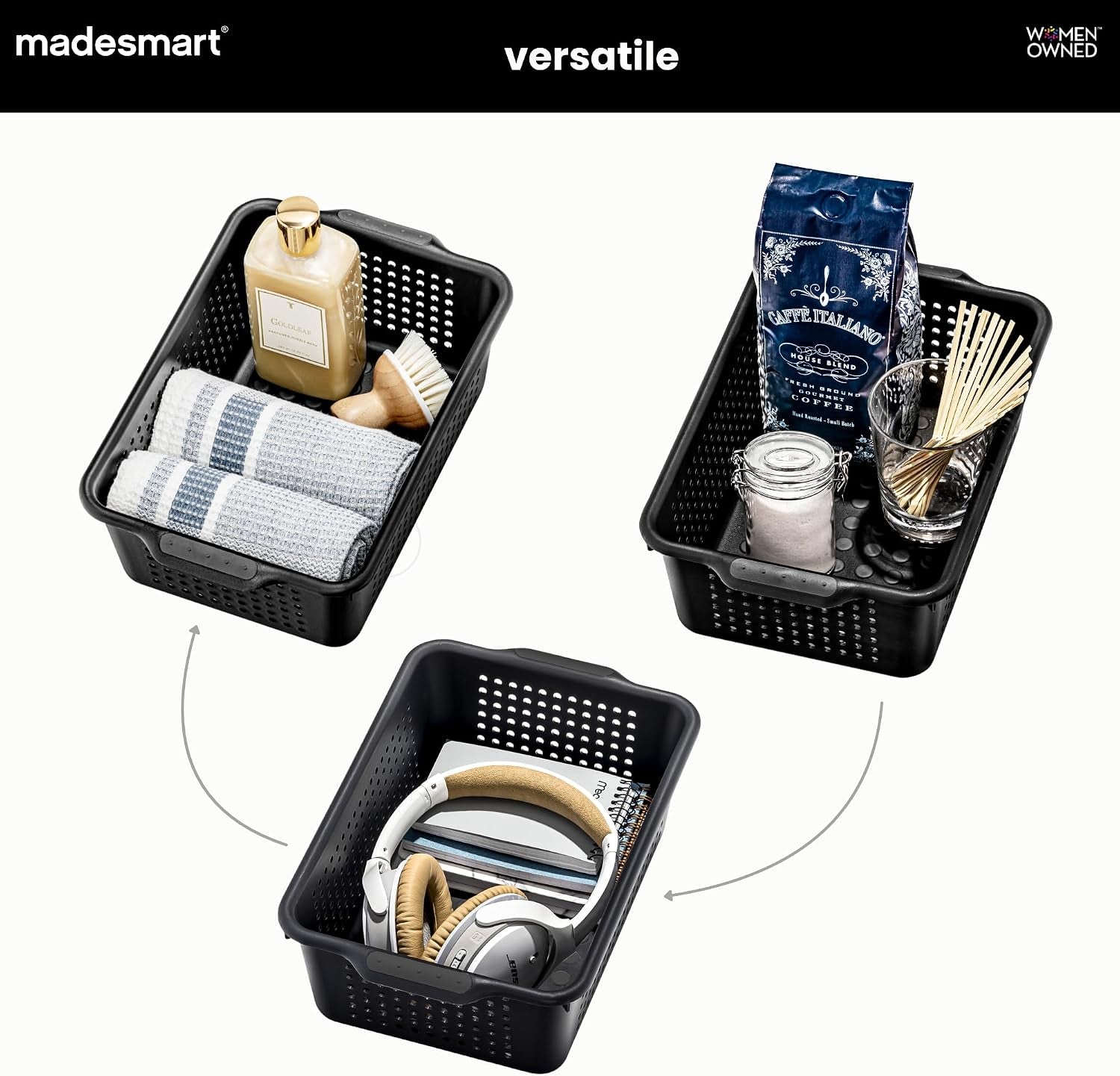 Portable Storage Basket – Bathroom & Kitchen Organizer with Soft Grip Handle