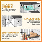 Cat Cage, 4-Tier DIY Cat Enclosures Catio, Cat Playpen Indoor & Outdoor with Hammock, Detachable Metal Wire Kennel Cats Crate, 2X2X4 Exercise Place for 1-3 Cats/Kitten