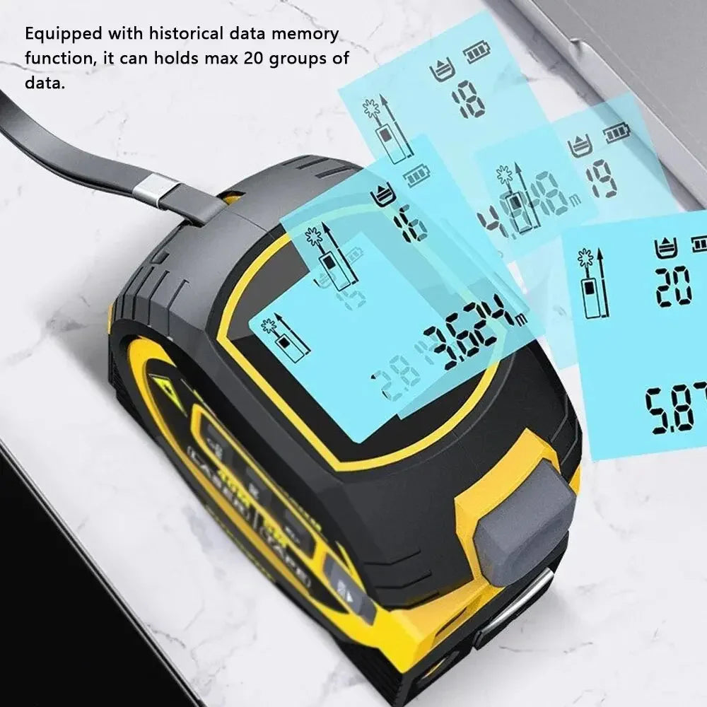 Laser Tape Measure 3 in 1 Digital Tape Measure High Precision Laser Rangefinder Steel Tape Measure