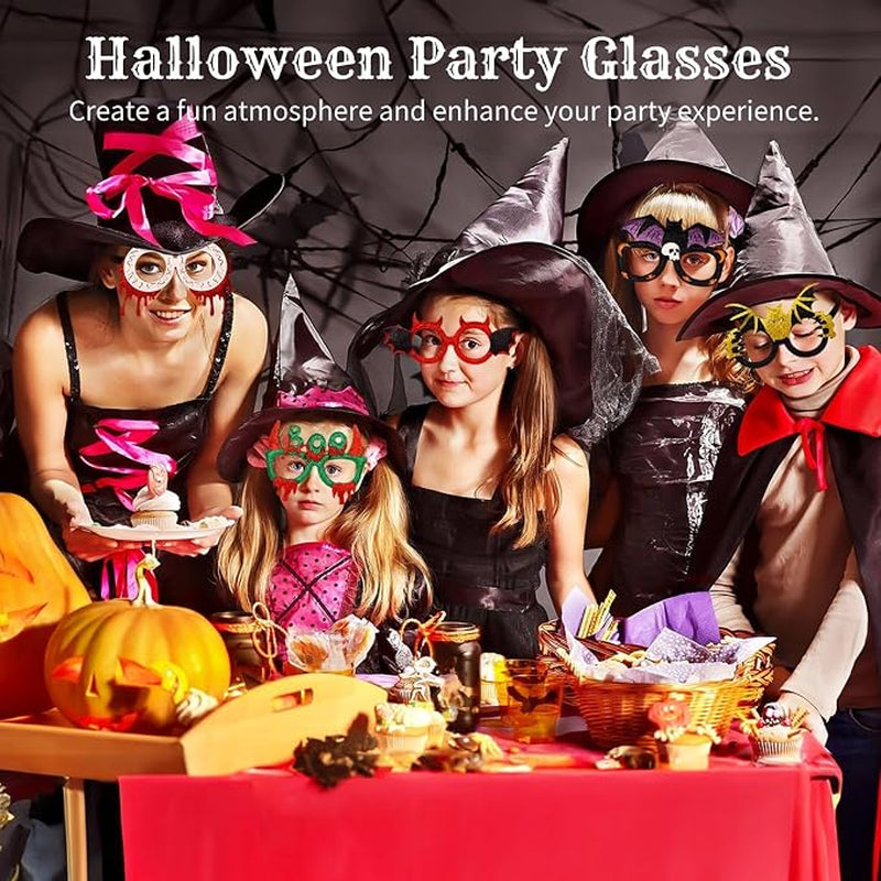 12 Pcs Halloween Glasses for Teens & Adults, Novelty Glitter Party Eyewear, Funny Photo Props & Favors