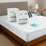 Lux Decor Waterproof Mattress Protector Twin - Premium Bamboo Viscose Twin Mattress Cover, Ultra-Soft Noiseless Cooling Mattress Pad Cover for Bed with 16” Deep Pocket Fitted Mattress Protector