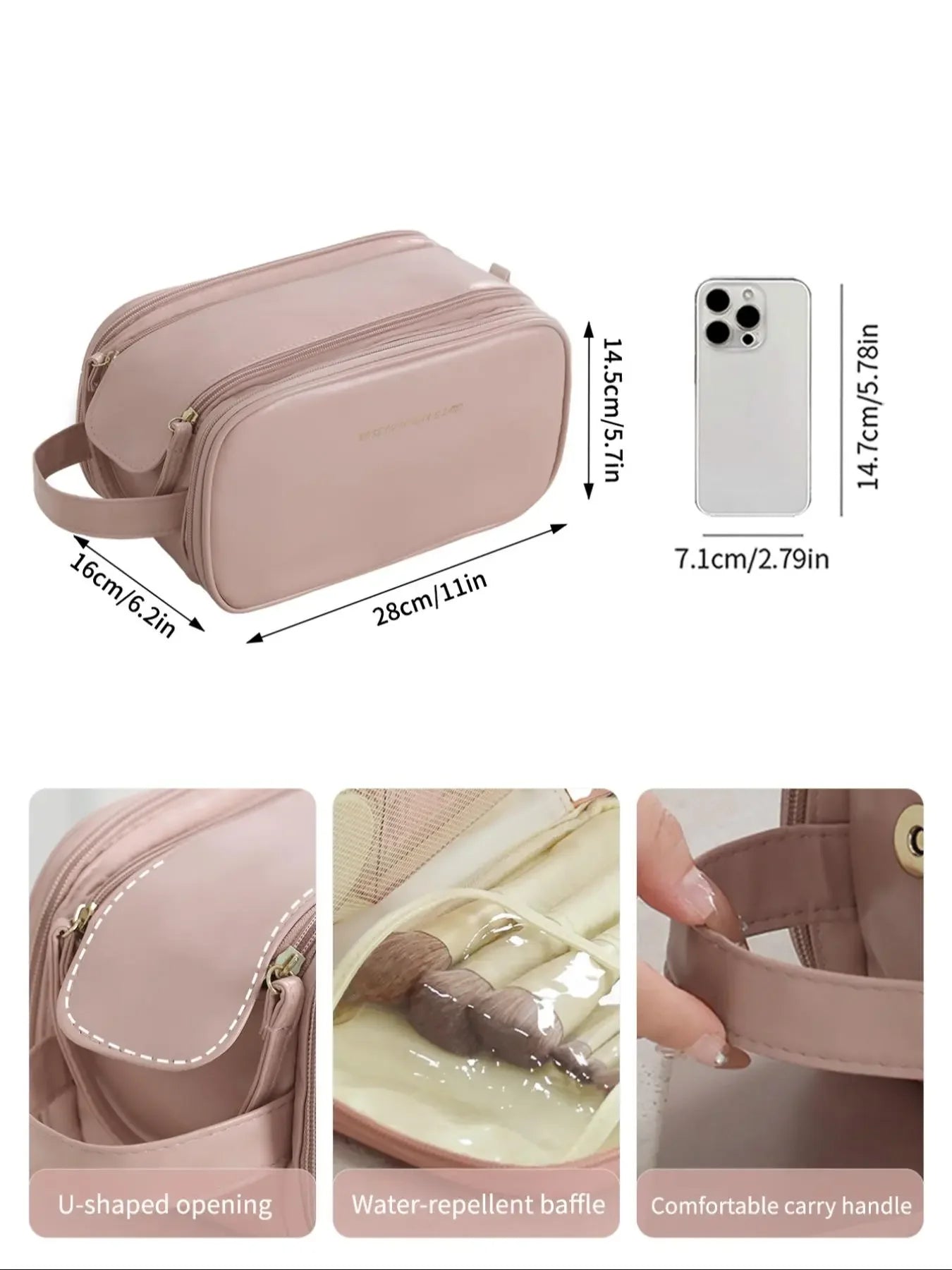 Portable Makeup Bag, Travel Cosmetic Bag, Back to School, Travel Accessories, Zipper Makeup Organizer Pouch, Versatile Storage Bag for Skincare, Lotion, Cream, Lip Balm, Eyeliners, Makeup Brushes, Stationery, Travel Bag, Makeup Tool Organizer