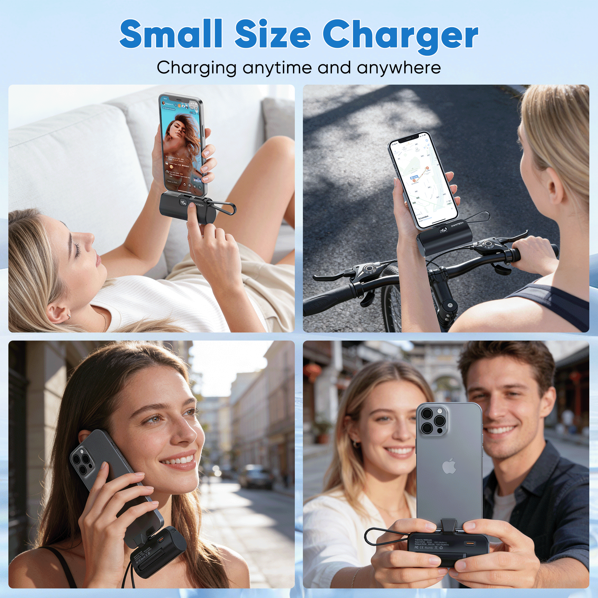 Portable Charger Power Bank for Iphone Android with LED Display 5000Mah Mini Fast Charger Battery Pack Compatible with Iphone 15/14/13/12