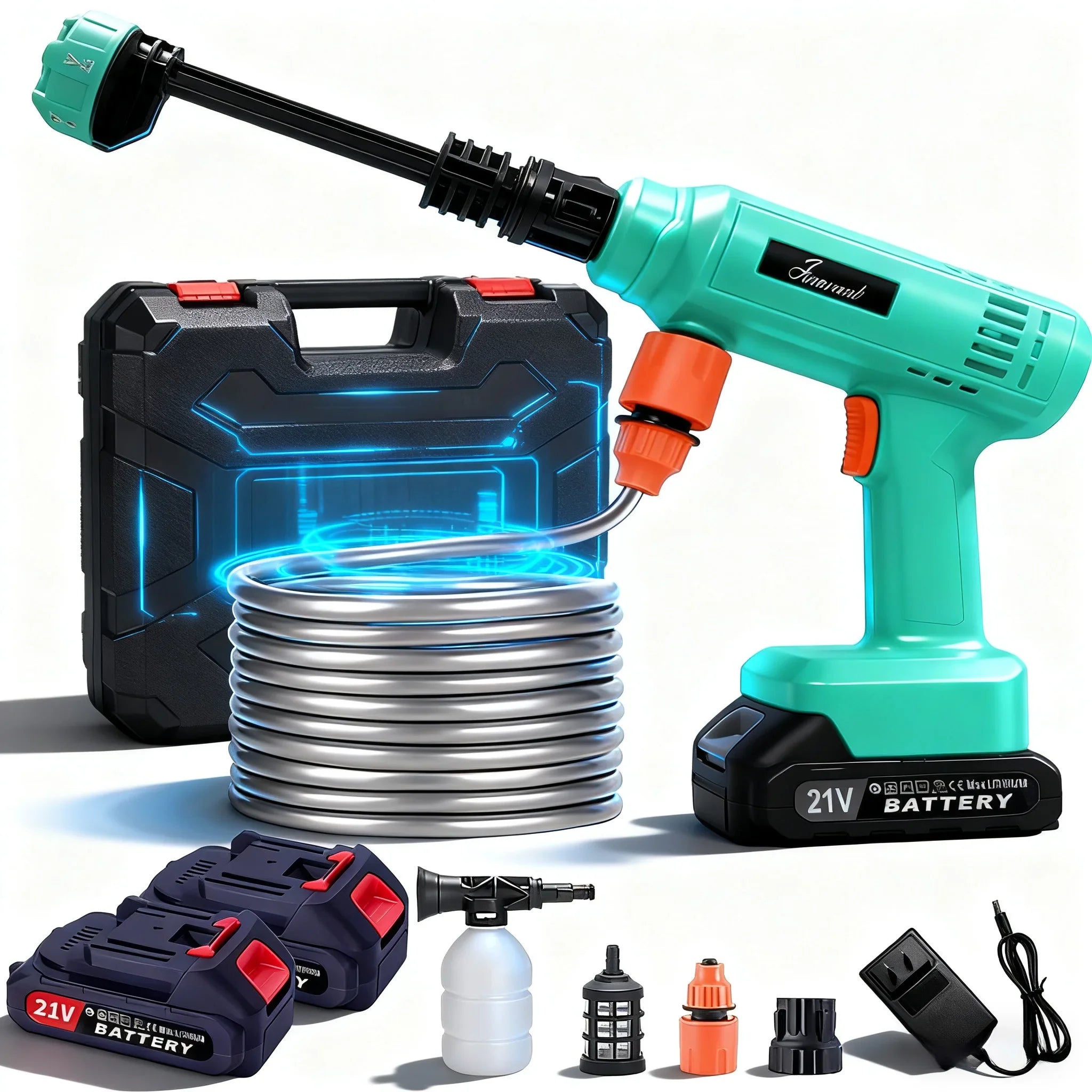 Electric Cordless High Pressure Car Wash Gun Washer Supplies Spray Cleaner Car Wash Cleaning for Car, Truck, Boat & More