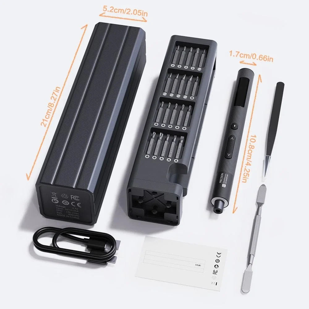 50 in 1 Precision Cordless Electric Screwdriver Set USB Rechargeable Mini Power Drill with LED Light for Iphone Phone Watch Repair Electronic Device DIY Fixing Hardware Hand Tools Systems