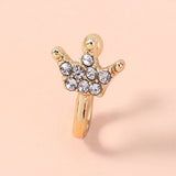Gold Rhinestone Nose Ring, Mini Crown Rhinestone Nose Ring, Piercing Crown Nose Clip