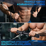 10-In-1 Cable Machine Attachments Set for Gym - Includes Tricep Rope, V-Bar, Straight Bar, D-Handle, Ankle/Wrist Straps, Storage Bag - Compatible with LAT Pulldown & Home Gym Cable Machines