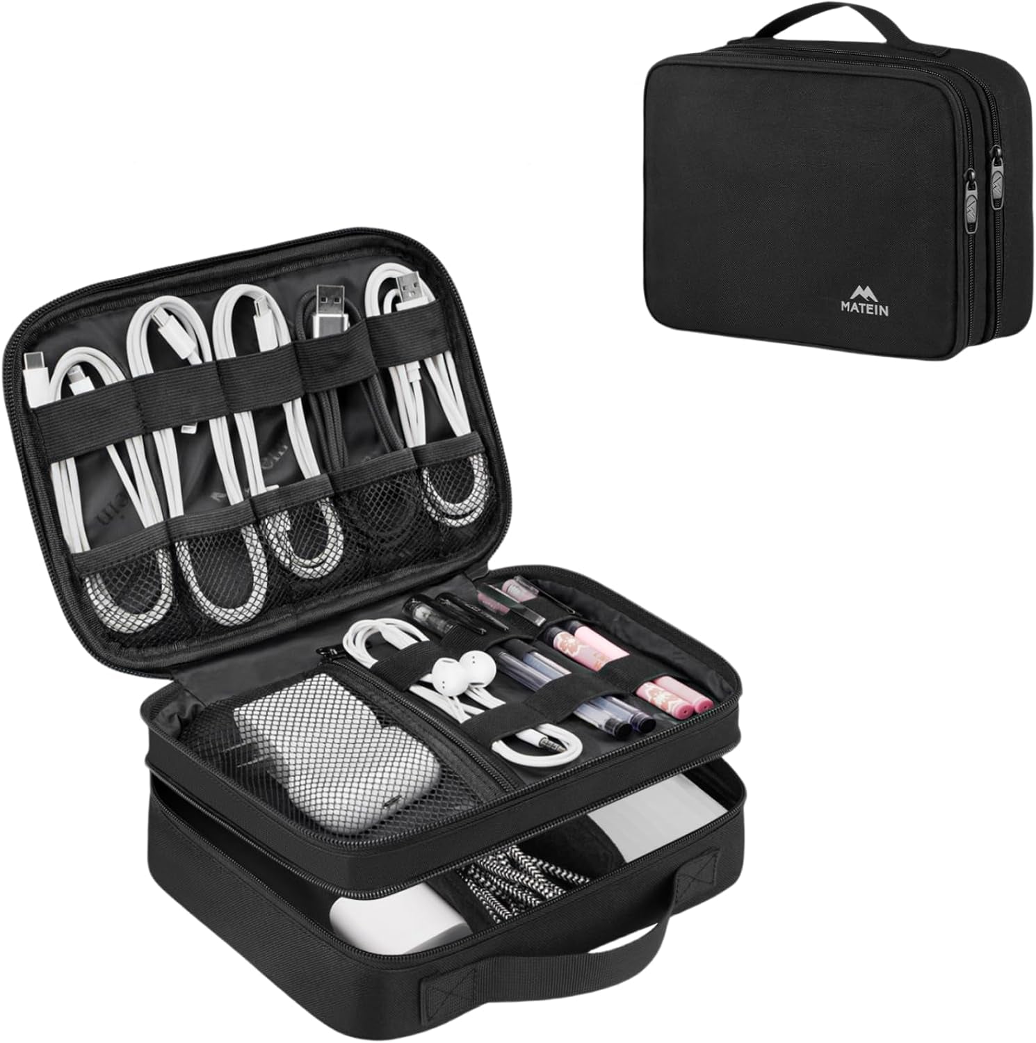 Electronics Organizer Travel Case, Cable Organizer Bag, Black