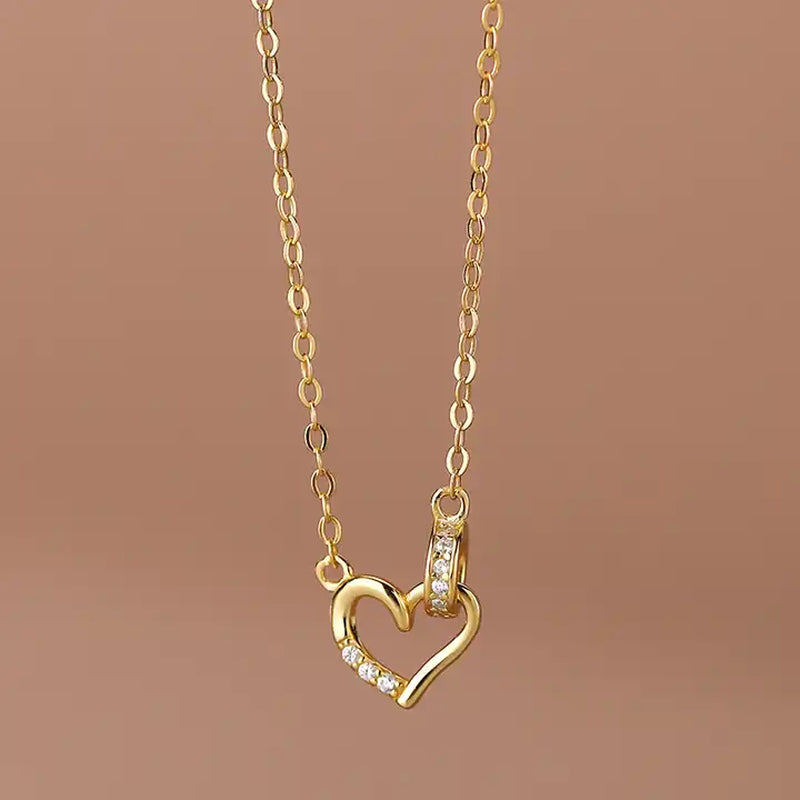 Circle Heart Necklace for Women — 18K Gold Plated, Dainty Layering Necklace