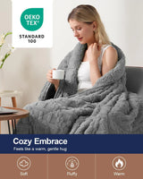 Cottonblue Weighted Blanket for Adults Queen Size 6.61 Pound, Soft Fluffy Sherpa Fleece Jacquard Weighted Blankets Throw 27"X40" for Sleep Relax, Fuzzy Warm Arch Heavy Blanket for Bed Couch, Gray