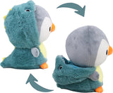 Penguin Stuffed Animal Dressed in Fluffy Dinosaur Costume Penguin Plush Toys Wearing Green Fuzzy Dino Outfit with Removable Hat for Kids and Lovers 10 Inch