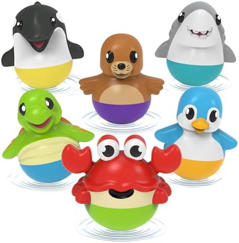 Bobbers™ Bob, Wobble & Float Upright Toddler Bath Toys, 6 Pack | Unique Wobbling Action | Sealed, No Hole Baby Bath Toys | Engaging Bathtub Toys for Kids | Water Table & Baby Pool Play