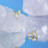 Leaf Stud Earrings for Women — 925 Sterling Silver, Marquise CZ, Hypoallergenic