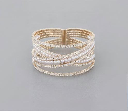 Multi Cross Jewel Cuff Bracelet