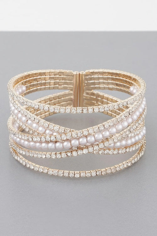 Multi Cross Jewel Cuff Bracelet