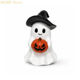 Halloween Shelf Decors Light up Figurine with Friendly Ghostly and Pumpkin, Resins Tabletop Accent for Home and Party Styling