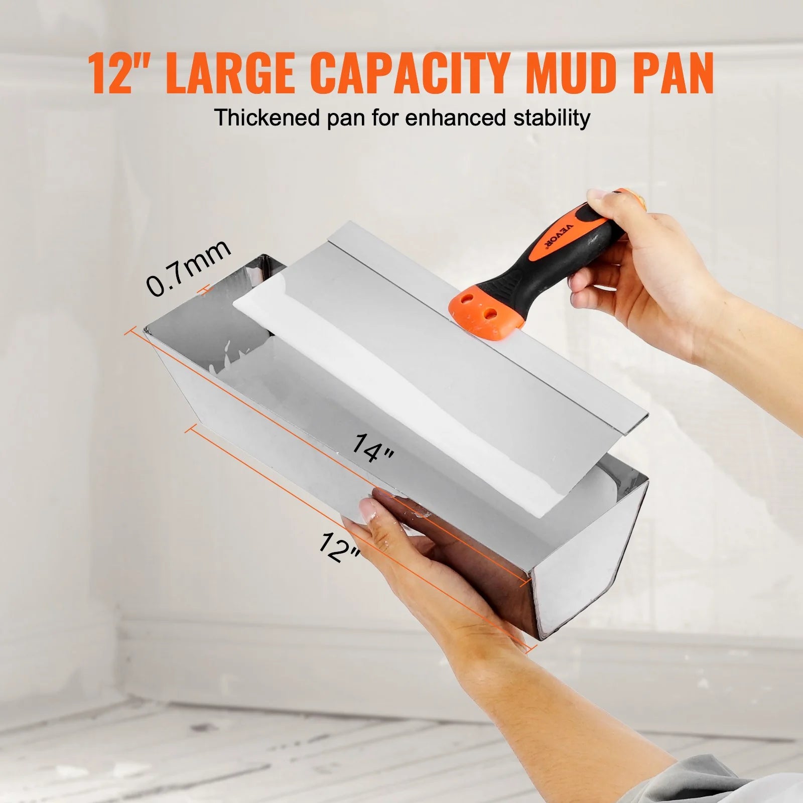 Drywall Knife Set, 6 PCS Drywall Tools Includes 3In Painter Scraper, Two Putty Knives, Two Taping Knives and 12In Mud Pan, Stainless Steel Spackle Tool, Drywall Finishing Tools for Home