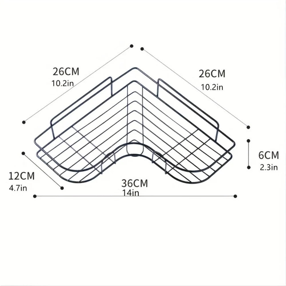 1Pc Wall Mounted Bathroom Shelf, Shower Caddy Rack, No Punching Triangle Storage Rack for Bathroom Kitchen, Bathroom Accessories