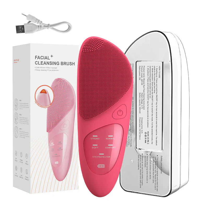 Household Electric Ultrasonic Facial Cleanser Wireless Waterproof Silicone Pore Cleaning Facial Brush Beauty Massage Introduction Instrument