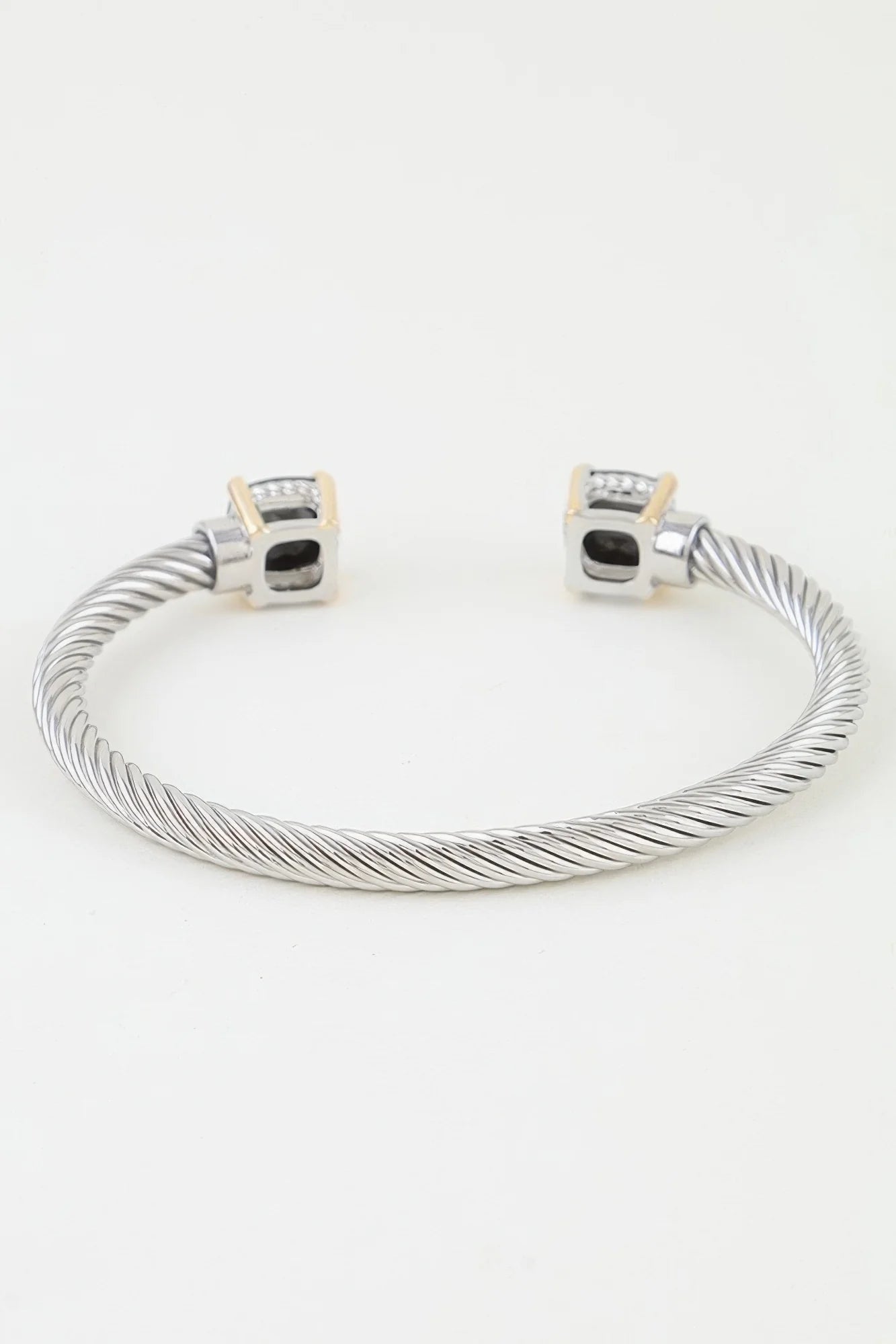 Open Cubic Twisted Cuff Bracelet