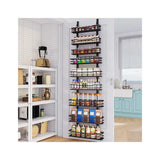 Over the Door Pantry Organizer，9-Tier over the Door Organizer with Adjustable Basket，Metal Hanging Pantry Organizers and Storage for Kitchen, Back of Door Seasoning Rack