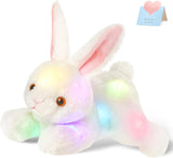 Light up Music Plush Bunny Rabbit Stuffed Animal Rabbit Plushie Toy Glow in the Dark Bedtime Companion Easter Bunny Gift for Kids, 14’’Best Gifts for Easter Day(Led & Musical)