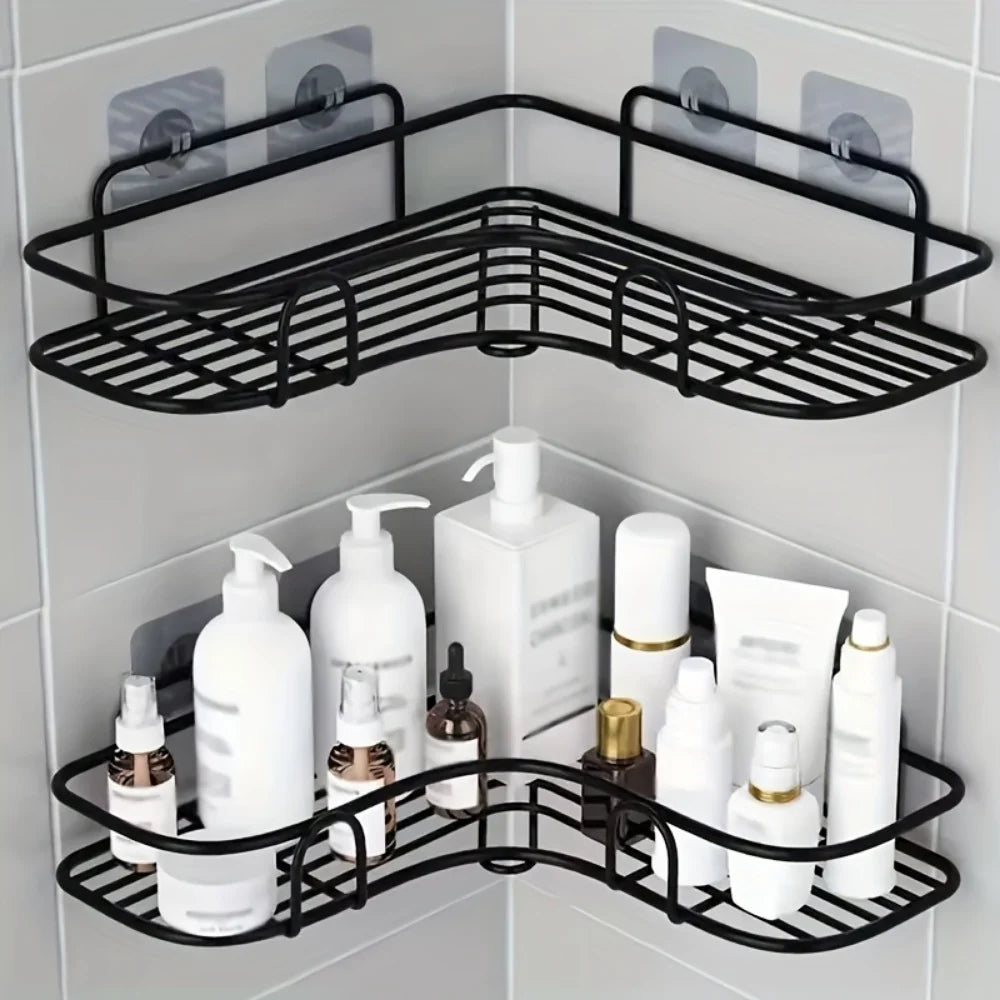 1Pc Wall Mounted Bathroom Shelf, Shower Caddy Rack, No Punching Triangle Storage Rack for Bathroom Kitchen, Bathroom Accessories