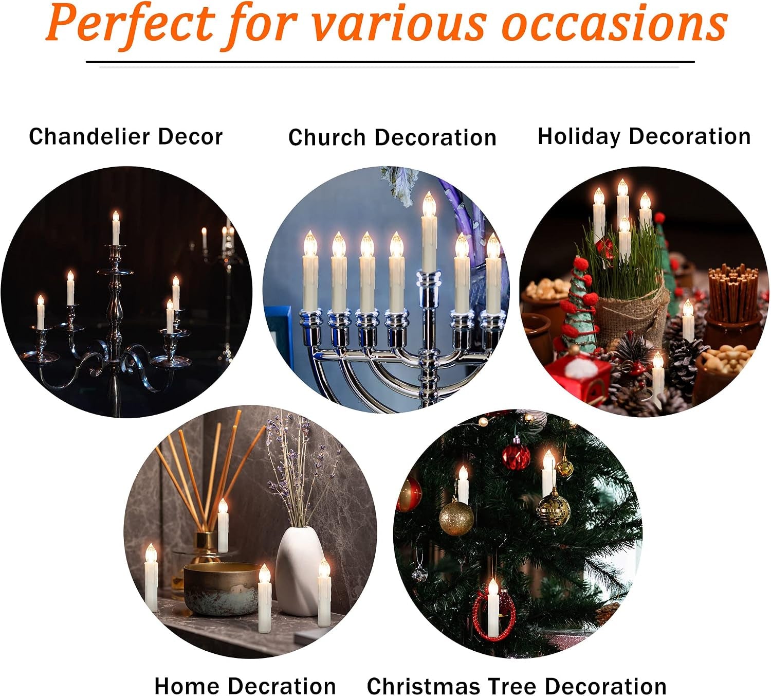 Flameless LED Taper Candles with Clips, 4” Battery Operated Window Candles with Remote Timer Mini LED Chandelier Candlesticks for Home Decor Wedding Church Party & Tree Lighting,6 Pack,Beige
