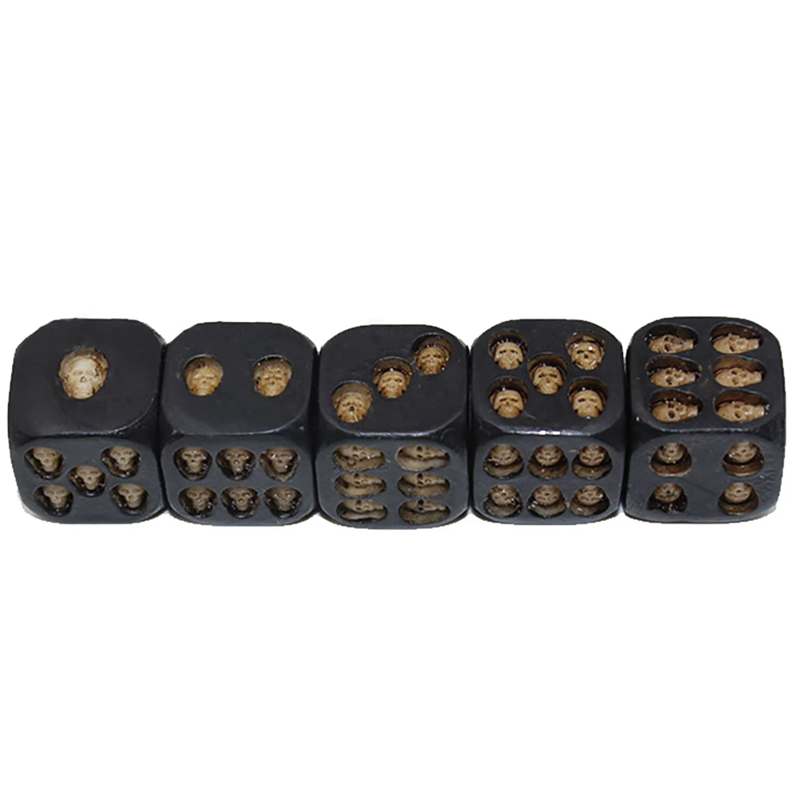 Resin 3D Skeleton Face Gaming Dice Gothic Style 5 Pieces Halloween Skull Dice Scary Novelty Dice Table Decoration for Club Pub