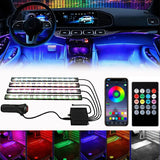 Car LED Strip Lights Kit, Auto Interior Ambient RGB LED Strip Atmosphere Car Decorative Lamp with Bluetooth Music Sync App Remote Control