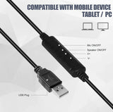 USB Headset Headphone with Microphone Noise Cancelling for PC Computer Call Chat