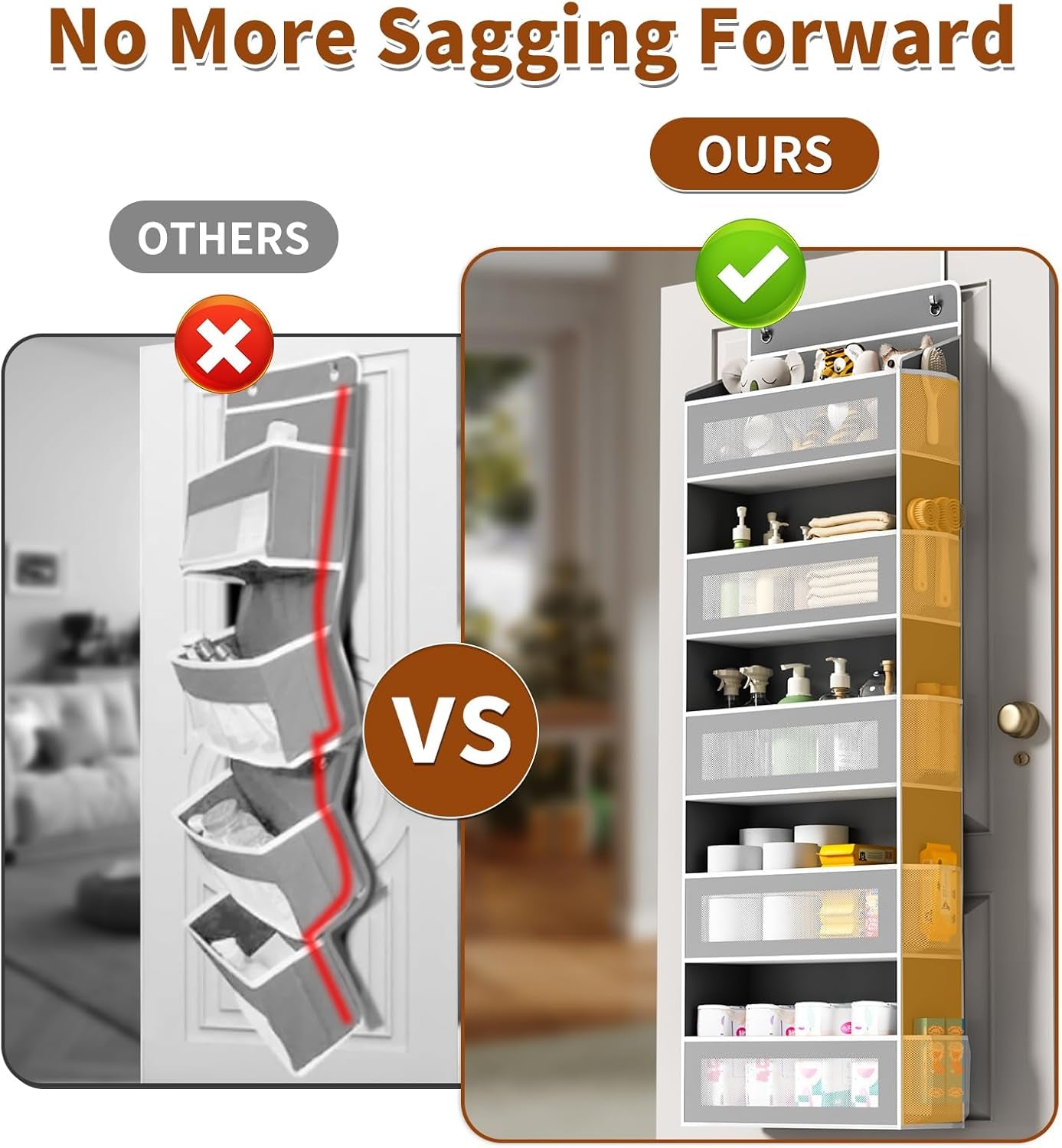5-Tier Over-the-Door Organizer – Hanging Storage with 10 Side Pockets