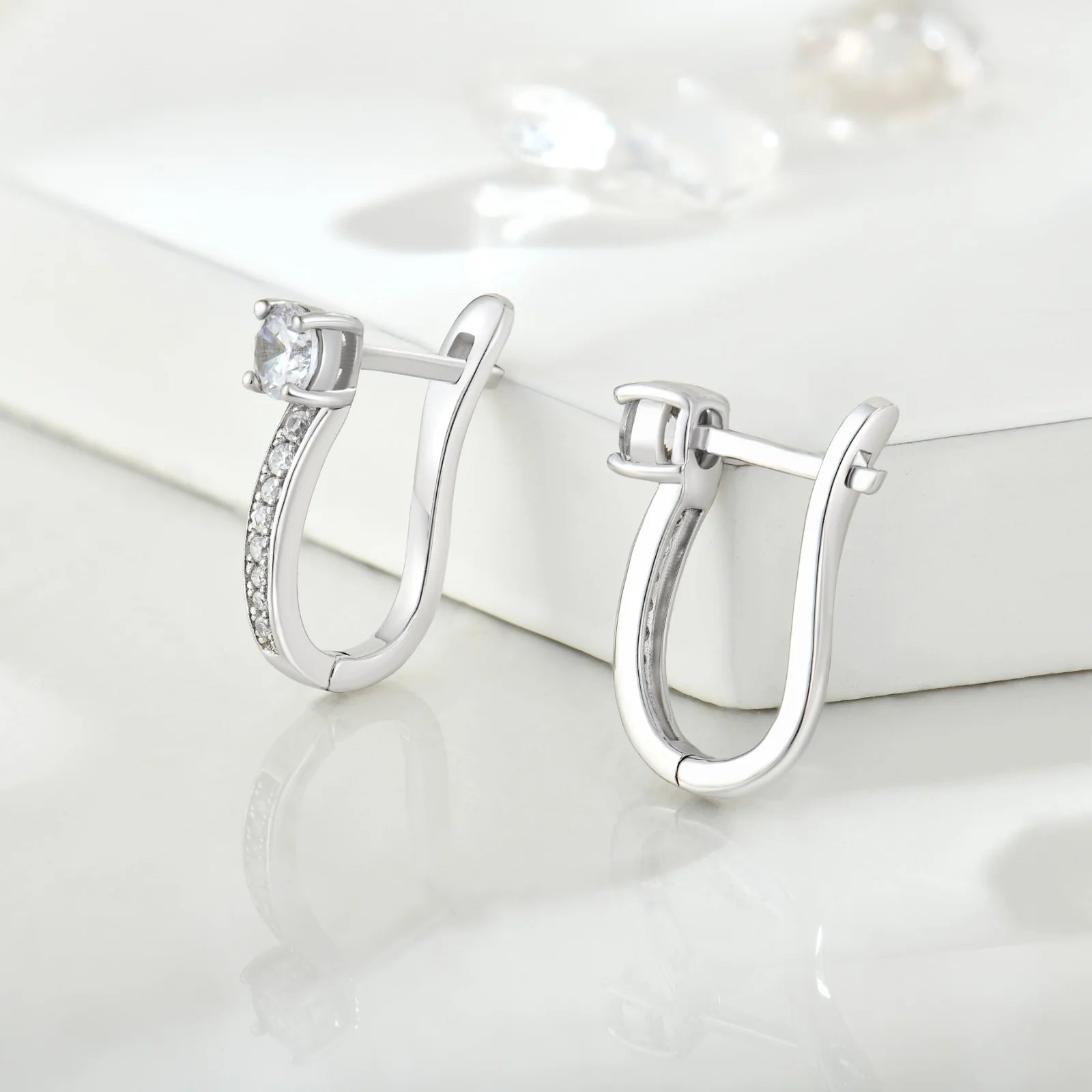 Moissanite Hoop Earrings for Women — 925 Sterling Silver, CZ, Hypoallergenic
