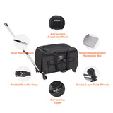 Cat Carrier with Wheels, Rolling Pet Carrier with Telescopic Handle and Shoulder Strap, Dog Carrier with Wheels for Pets under 35 Lbs, with 1 Folding Bowl, Black