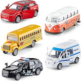 Pick-Up Trucks Open Door Die Cast Metal Toy Cars Pull Back 4 Pack