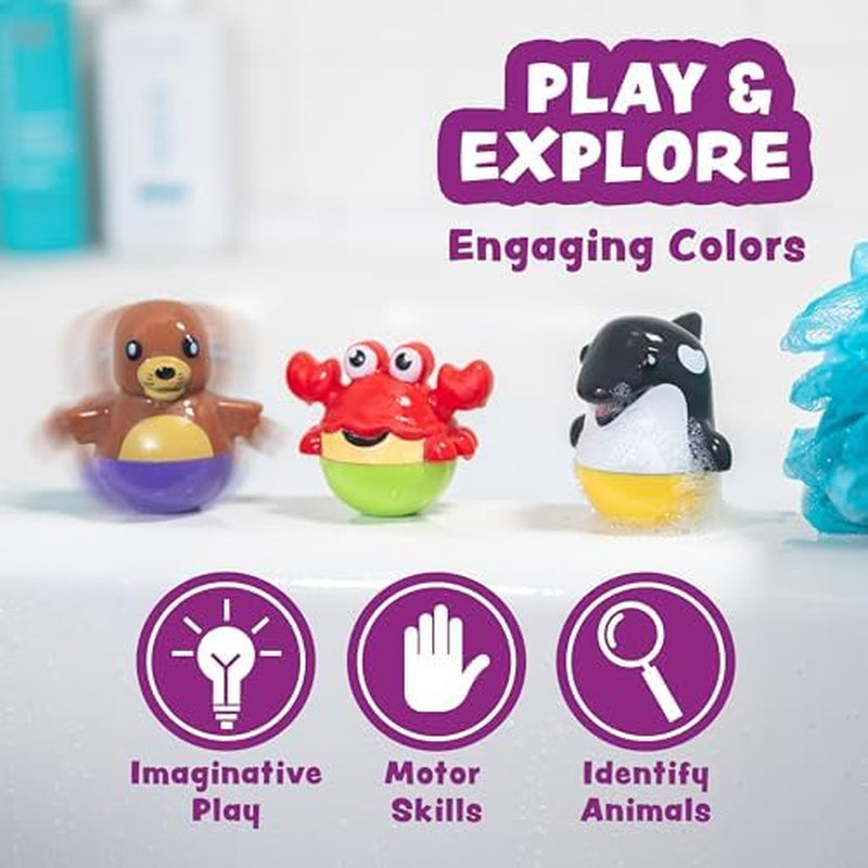 Bobbers™ Bob, Wobble & Float Upright Toddler Bath Toys, 6 Pack | Unique Wobbling Action | Sealed, No Hole Baby Bath Toys | Engaging Bathtub Toys for Kids | Water Table & Baby Pool Play