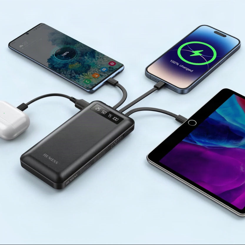 20000Mah Power Bank Portable Charger with Cables Compatible for Iphone, Android Cell Phone