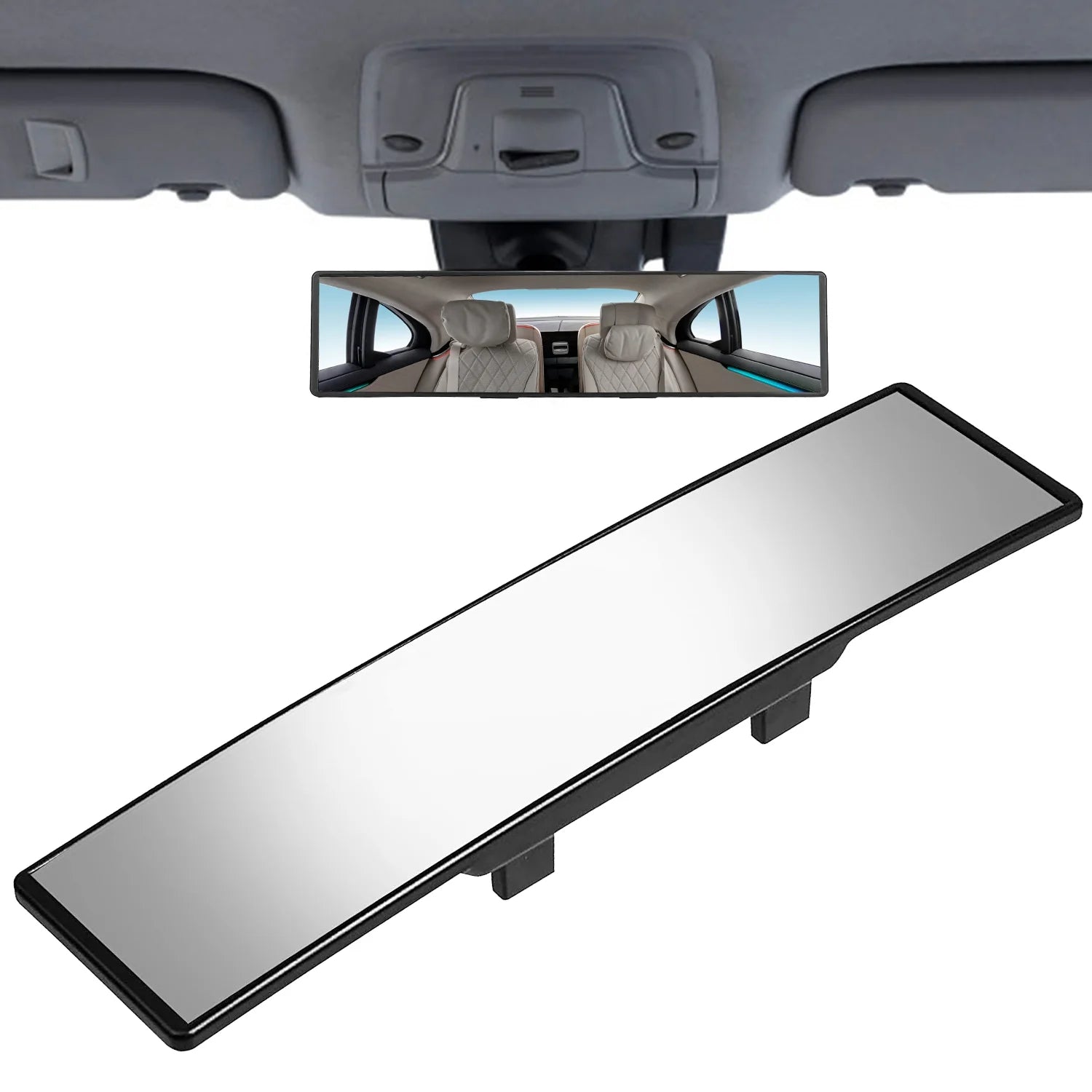 Car Rearview Mirror 11.4In Interior Clip-On Curve Convex Panoramic Anti-Glare Rear View Mirrors with Wide Viewing Range for Cars Suvs Trucks Vehicles